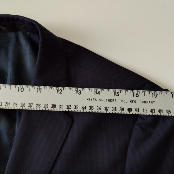 Armani Collezioni M Line Blazer Size 40R Navy Blue Classic Striped Lined Office - Picture 9 of 14